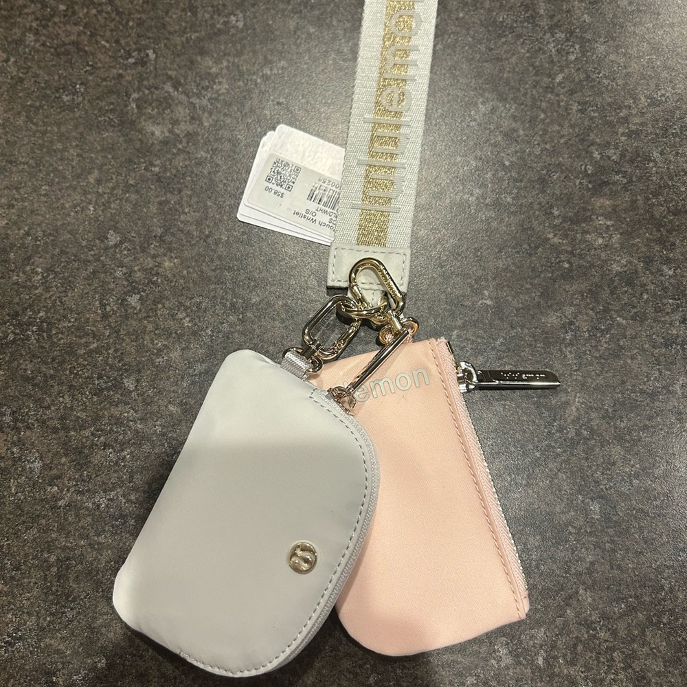 Lululemon White and Pink Keychain Pouches